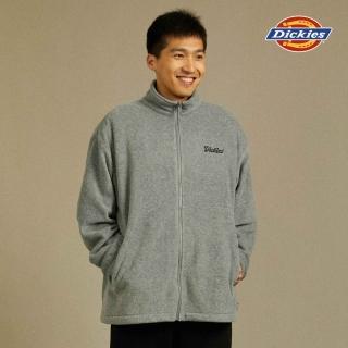 【Dickies】男款羽灰色抓絨胸前品牌刺繡Logo立領外套｜DK012570CQ8