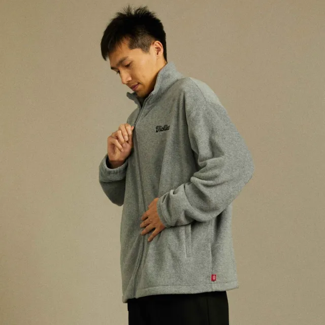 【Dickies】男款羽灰色抓絨胸前品牌刺繡Logo立領外套｜DK012570CQ8