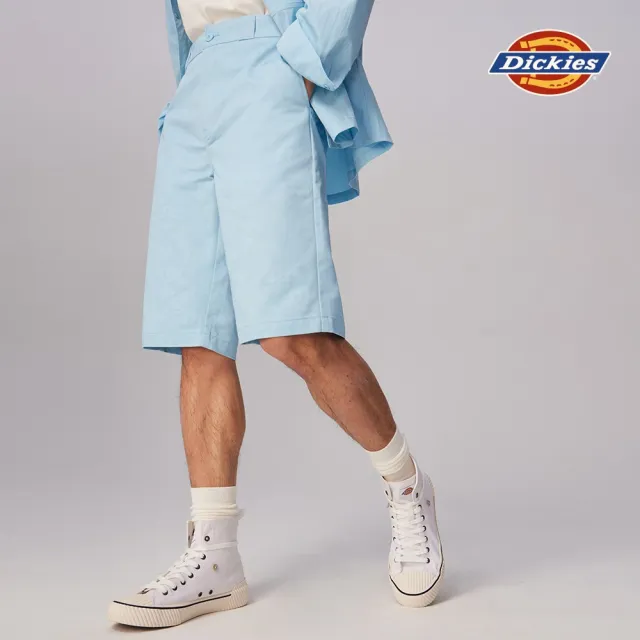 【Dickies】男款晴空藍斜紋滿版質感印花短褲｜DK011585E65