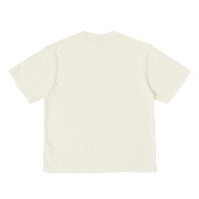 【Dickies】男女款米白色毛巾布滿版Logo文字編織短袖T恤｜DK011597C48
