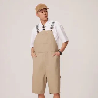 【Dickies】男款沙色純棉緹花背帶吊帶短褲｜DK011503CH1