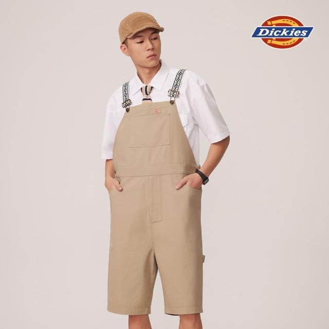 【Dickies】男款沙色純棉緹花背帶吊帶短褲｜DK011503CH1