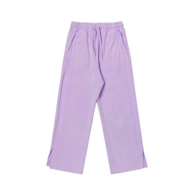 【Dickies】女款薔薇紫純棉側邊拼接開岔褲口寬鬆長褲｜DK011609E61
