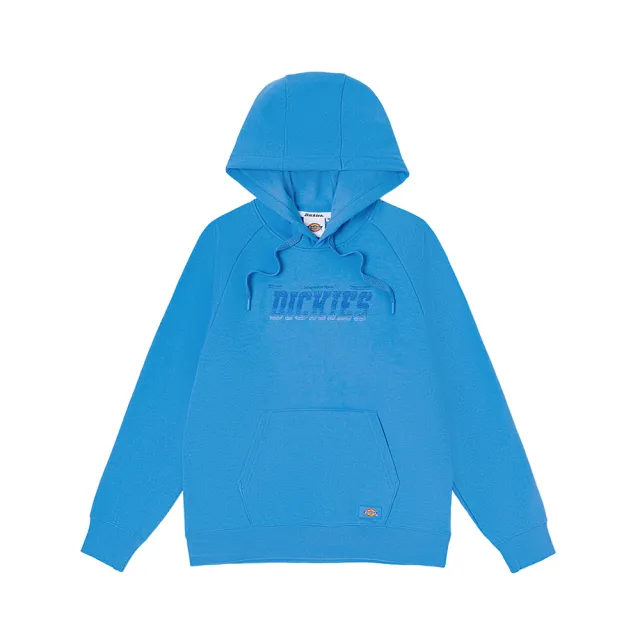 【Dickies】女款天青藍純棉胸前Dickies漸層刺繡連帽大學T｜DK011612E62