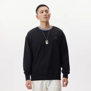 【Dickies】男款黑色純棉胸前Logo小標誌緹花領口大學T｜DK011516BLK