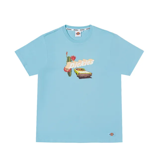 【Dickies】男女款晴空藍純棉仙人掌品牌印花短袖T恤｜DK011549E65