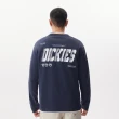 【Dickies】男款深海軍藍純棉像素圖案印花長袖T恤｜DK011536CG7
