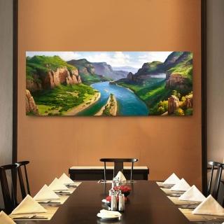【御畫房】江山攬勝 國家一級畫師手繪油畫60×120cm(VF-45)