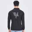 【LE COQ SPORTIF 公雞】高爾夫系列 男款黑色拼色刺繡POLO長袖棉衫 QGS2T107