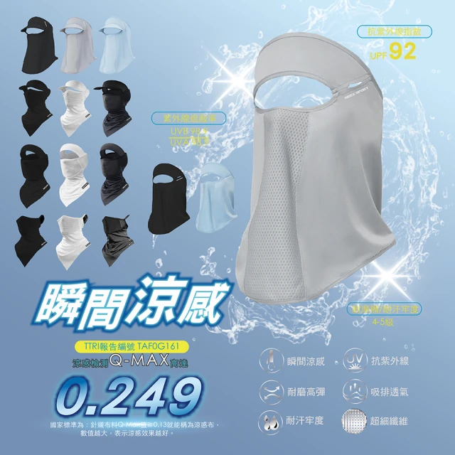 AREXSPORT 冰絲面罩 防曬面罩 防風面罩 涼感面罩 抗UV 防曬護頸 網眼透氣 掛耳設計 面罩 頭套 素面頭巾