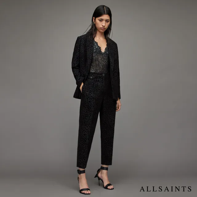 【ALLSAINTS】LAILA LEO 低調豹紋羊毛西裝長褲 WT052X(舒適版型)