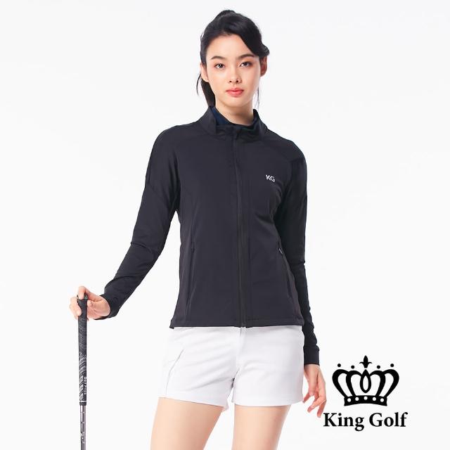 【KING GOLF】素面長袖立領夾克外套(黑色)