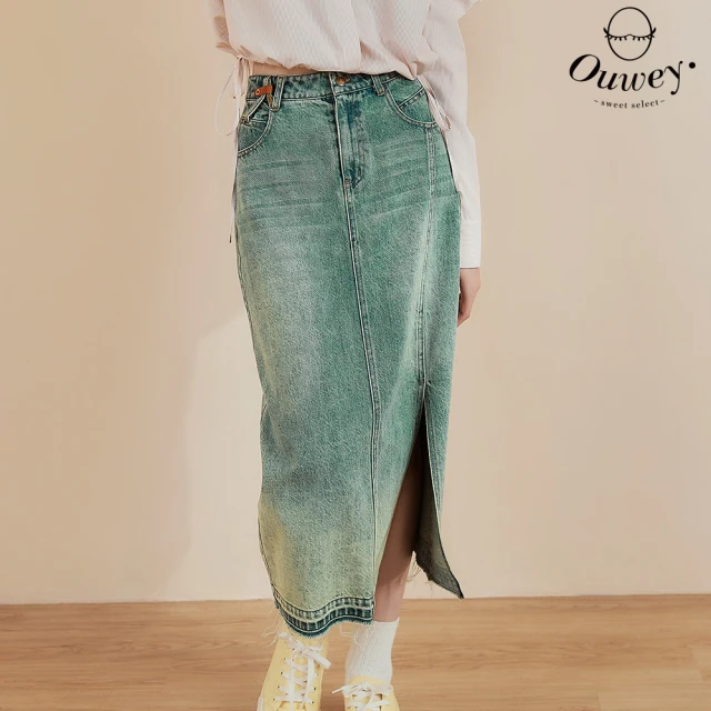 OUWEY 歐薇 條紋棉麻短褲(藍色；XS-M；324239