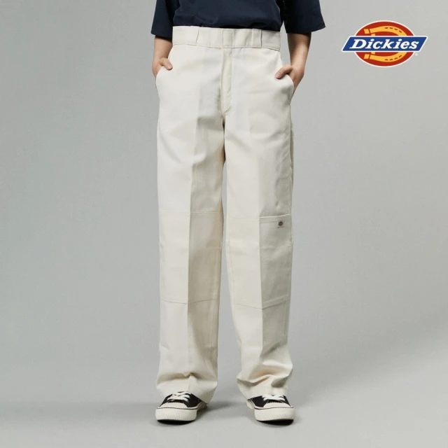 Dickies 女款淺沙灰經典斜紋材質雙膝設計舒適長褲｜DK012997F90