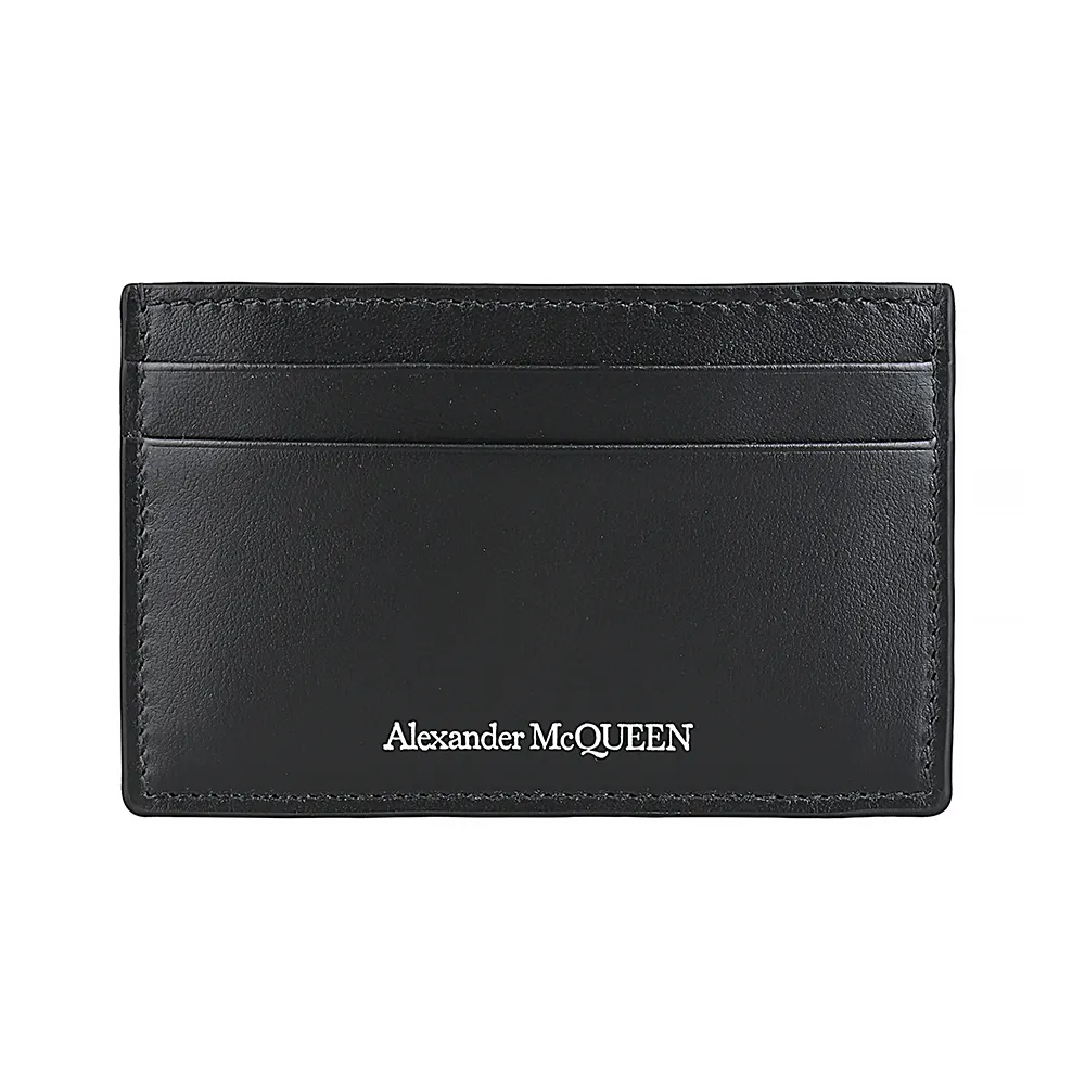 【Alexander McQueen】ALEXANDER McQUEEN經典字母LOGO小牛皮4卡卡夾(黑)