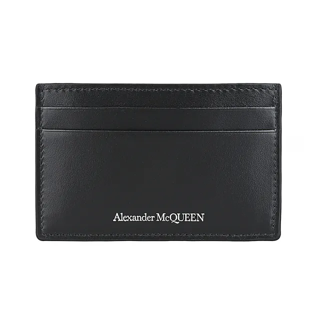 【Alexander McQueen】ALEXANDER McQUEEN經典字母LOGO小牛皮4卡卡夾(黑)