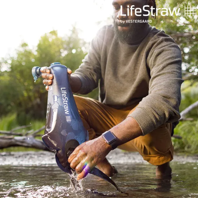 【LifeStraw】Peak 頂峰軟式水袋 3L｜深灰(過濾髒水 濾水 淨水 露營 健行 旅遊 野外求生)