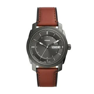 【FOSSIL 官方旗艦館】Machine 簡約日期顯示經典男錶 咖啡色真皮錶帶 手錶 42MM FS5900
