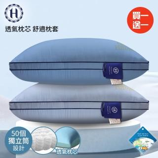 【Hilton 希爾頓】皇家頂級銀離子100支紗萊賽爾獨立筒枕/買一送一/二色任選(枕芯x2+枕套x2/萊賽爾枕/枕頭)