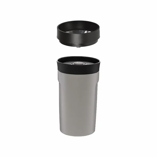 【PO:】手沖咖啡禮盒組(手沖咖啡壺-黑/隨行保溫咖啡杯350ml-灰)