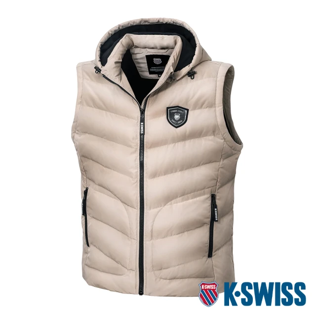 K-SWISS 可拆式連帽羽絨背心 Down Vest-男-卡其(109134-253)