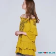 【BLUE WAY】女裝 蛋糕袖印花長版 上衣 - 日本藍