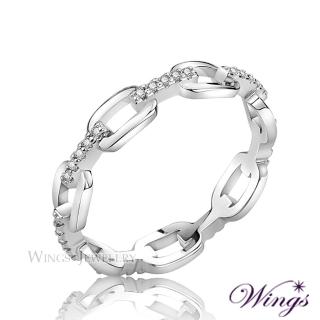 【WINGS】愛的枷鎖 精鍍白K金鋯石戒指(尾戒 女戒 防小人 細戒指 精緻 韓系 日系 母親節)