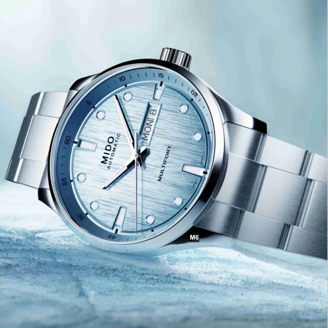 【MIDO 美度】最新Multifort 先鋒M系列腕錶 Freeze冰川藍款42㎜-加上鍊機＆多豪禮 M6(M038.430.11.041.00)