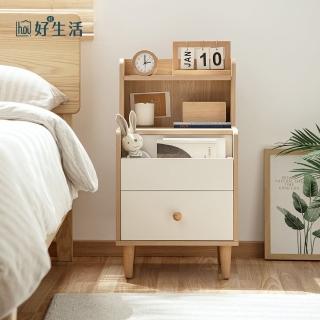 【hoi! 好好生活】林氏木業北歐簡約小戶型高挑儲物單抽床頭櫃 MB4B-原木+白色