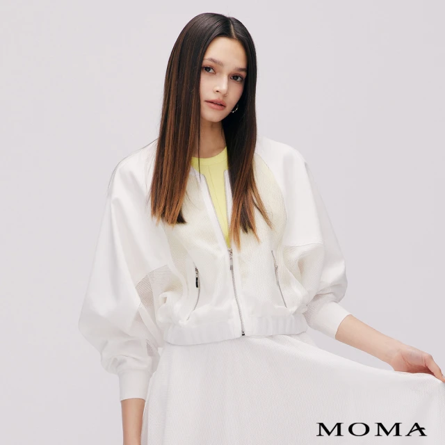 MOMA 休閒運動風網格拼接外套(白色)好評推薦
