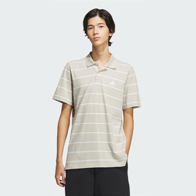 【adidas 愛迪達】上衣 男款 短袖上衣 運動 POLO衫 FI STRIPE POLO 卡其 IT3921