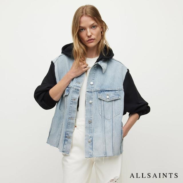 【ALLSAINTS】MILLIE 牛仔拼接連帽外套 WO048X(舒適版型)