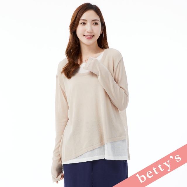 【betty’s 貝蒂思】簡約風假兩件薄款針織上衣(卡其色)