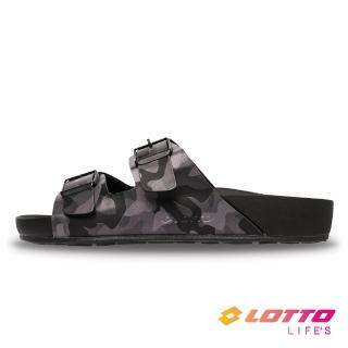 【LOTTO】男 CAPRI 迷彩休閒拖鞋(黑迷彩-LT4AMS5620)