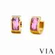 【VIA】鈦鋼耳環 寶石耳環/多面切割寶石鑲嵌個性時尚歐美316L鈦鋼耳環 耳扣(3色任選)