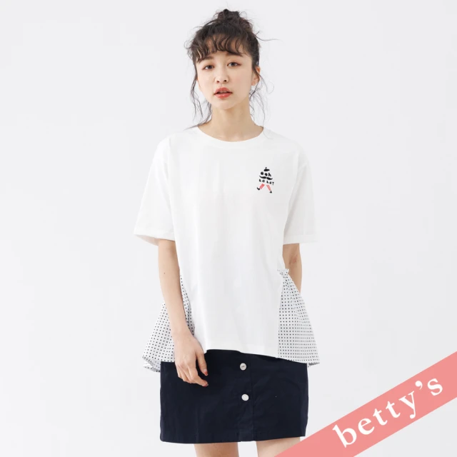 betty’s 貝蒂思 腰鬆緊撞色鈕釦短褲(淺黑)優惠推薦