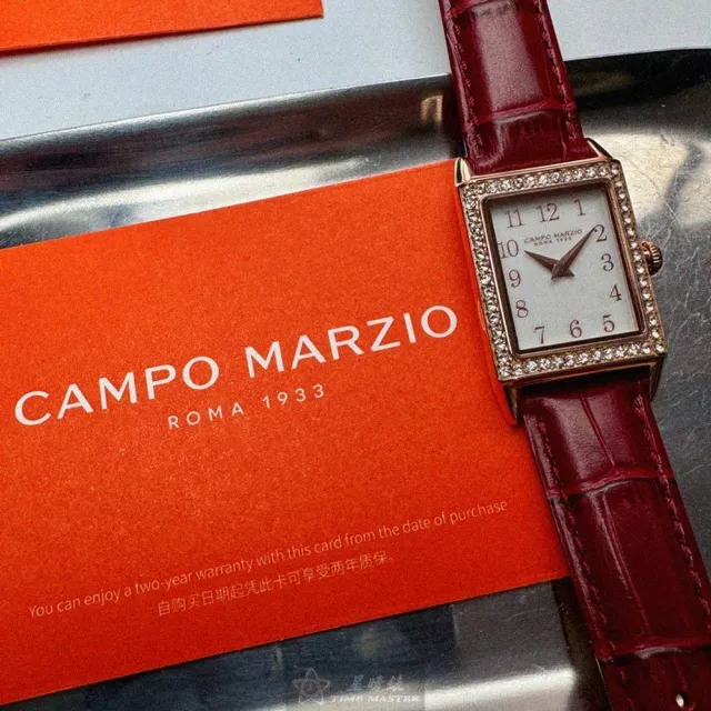 【CAMPO MARZIO】CampoMarzio手錶型號CMW0012(白色錶面玫瑰金錶殼紅色真皮皮革錶帶款)