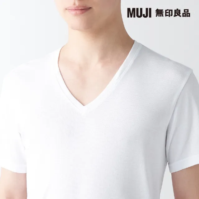 【MUJI 無印良品】男清爽舒適棉質V領短袖T恤(共3色)