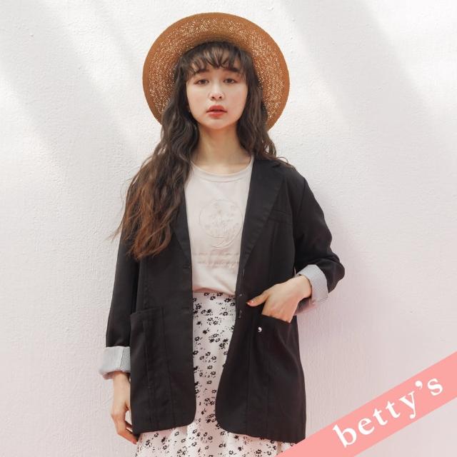 【betty’s 貝蒂思】後開衩大口袋西裝外套(黑色)