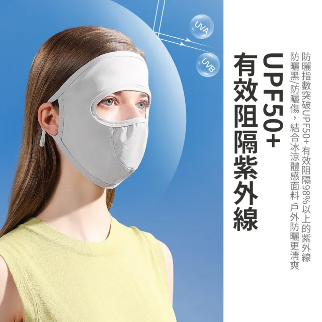 【SUNORO】夏季全臉透氣涼感冰絲防曬面罩(戶外防曬口罩 UPF50+防紫外線)