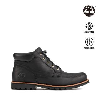 【Timberland】男款黑色全粒面皮革中筒靴(A6581015)