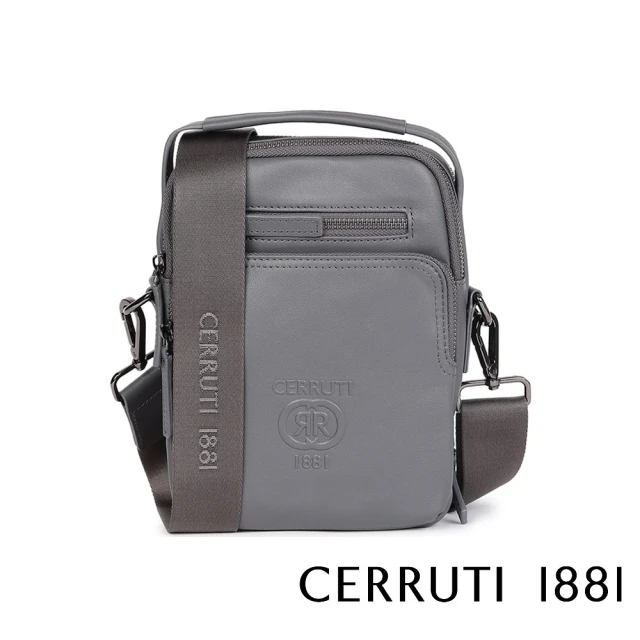Cerruti 1881 限量2折 頂級義大利小牛皮肩背包斜背包 全新專櫃展示品(灰色 CEBO05148M)