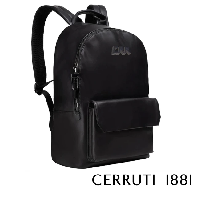 Cerruti 1881 限量2折 頂級義大利小牛皮後背包 CEZA06273M 全新專櫃展示品(黑色)