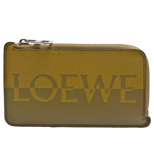 LOEWE 羅威 經典品牌LOGO小牛皮拉鍊卡夾/零錢包(芥末黃色C314Z40X02-1818)