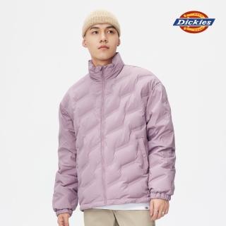 【Dickies】男款藕紫色滿版Logo壓紋立領羽絨外套｜DK010916D70