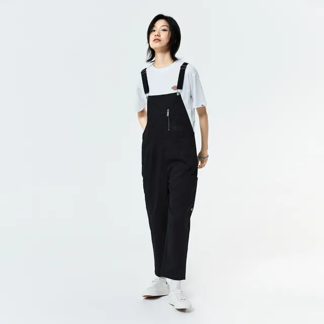 【Dickies】女款黑色斜紋工裝多口袋吊帶褲｜DK010801BLK