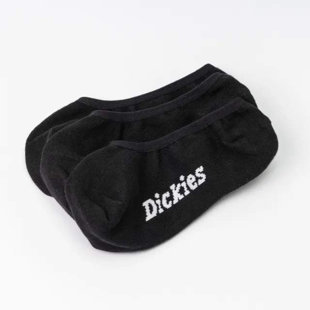 【Dickies】男女款黑色簡約撞色品牌Logo低筒襪（三入組）｜DK013015BLK