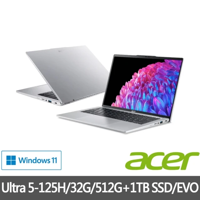 ACER 宏碁Acer 宏碁 特仕版 14吋輕薄效能觸控筆電(Swift Go/SFG14-73T-50NA/Ultra 5-125H/32G/512G+1TB SDD/EVO)