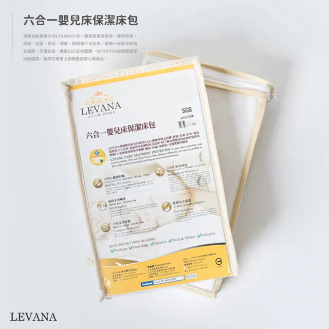 【LEVANA】高密度支撐棉床墊＋六合一嬰兒床保潔床包(L/M)