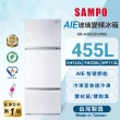 【SAMPO 聲寶】455公升一級能效AIE全平面玻璃系列變頻右開三門冰箱(SR-A46GDV-W6)